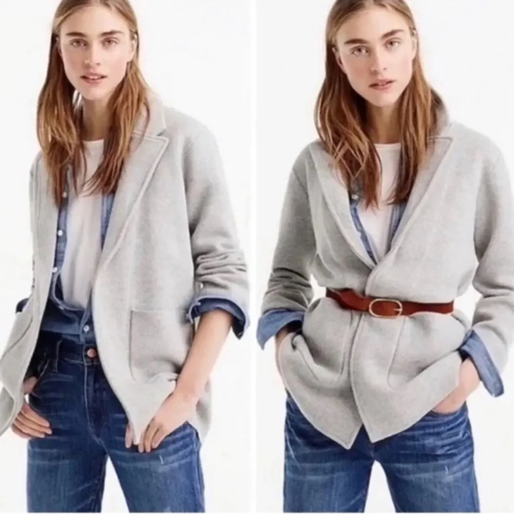 J Crew Sophie open-front sweater blazer light gray J0244